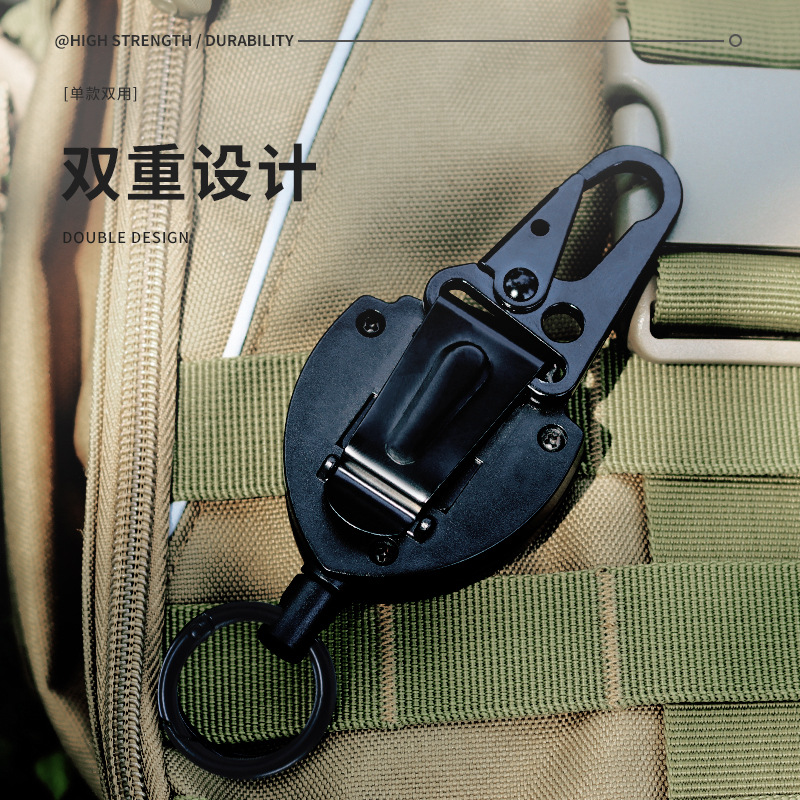 Picture of Backpack Keychain Outdoor Mountaineering Anti-lost Anti-theft Plastic Metal Easy Pull Buckle Thick Pull Wire Retractable Keychain