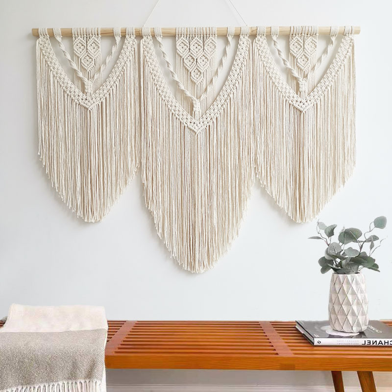 Amazon New Cotton Rope Tassel Tapestry Cross-border Nordic Handmade Woven Hanging Simple Decorative Partition Door Curtain