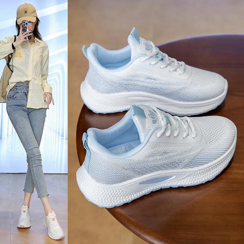 Autumn women's shoes wholesale student running sneakers women's platform casual shoes Korean version ins trendy breathable flying weave women's shoes