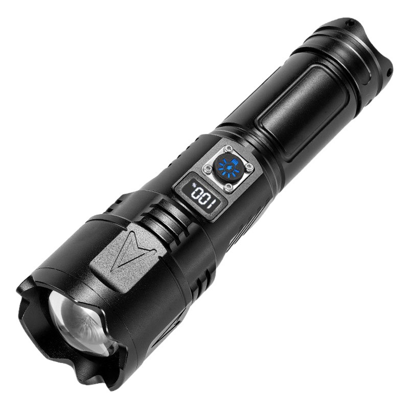 Hot Selling Outdoor Flashlight 30W Ultra-Long Range Rechargeable Portable Type-C Lcd Display Flashlight