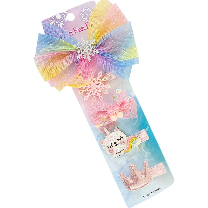 Frozen Hair Accessories Bow Hairpin Bangs Clip Aisha Princess Cute Children's New Hairpin Girl Headwear