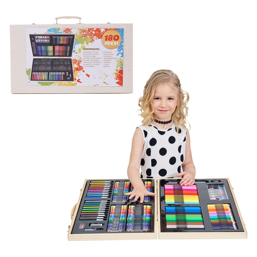 Children's Day Gift 180 Wooden Box Watercolor Brush Brush Set Color Lead Crayon Art Supplies Painting Set