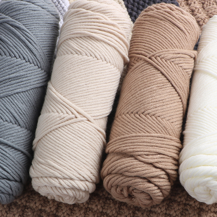 8 strands of lover cotton yarn hand-woven diy khaki eight strands milk cotton scarf wool hat hook thread