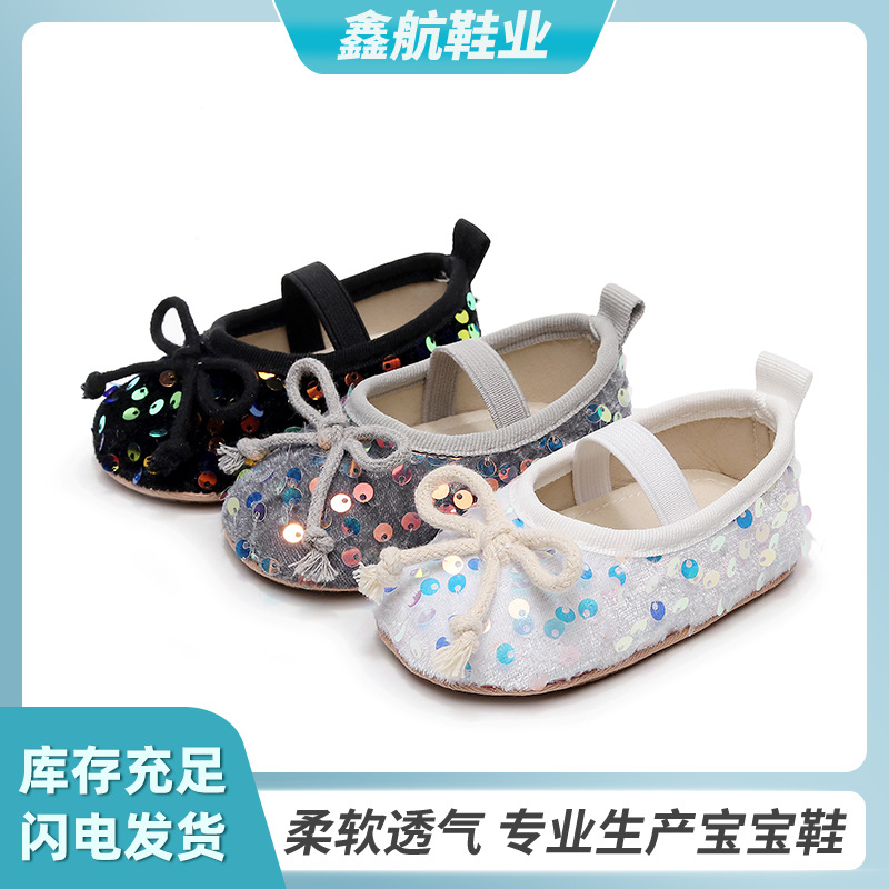 Baby Girl 0-1 Years Old Soft Sole Non-Slip Single Shoes Spring Autumn Toddler Shoes Sequin Baby Princess Shoes Baby Prewalker