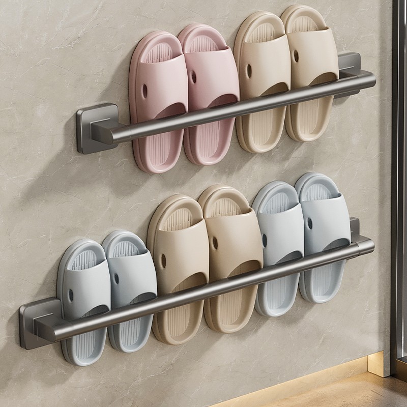 Direct selling bathroom non-perforated slipper rack toilet storage rack shoes storage artifact toilet wall hanging rack draining
