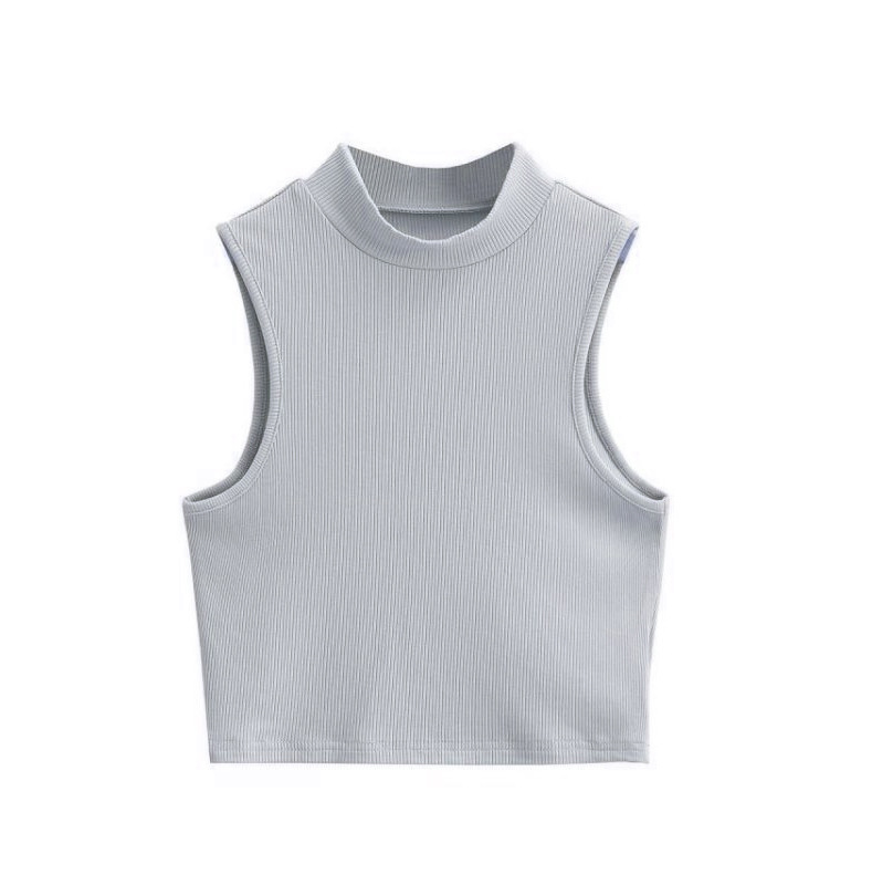 Picture of European and American style hot girl half turtleneck vest women's summer outer wear ins sleeveless short navel inner top bottoming shirt