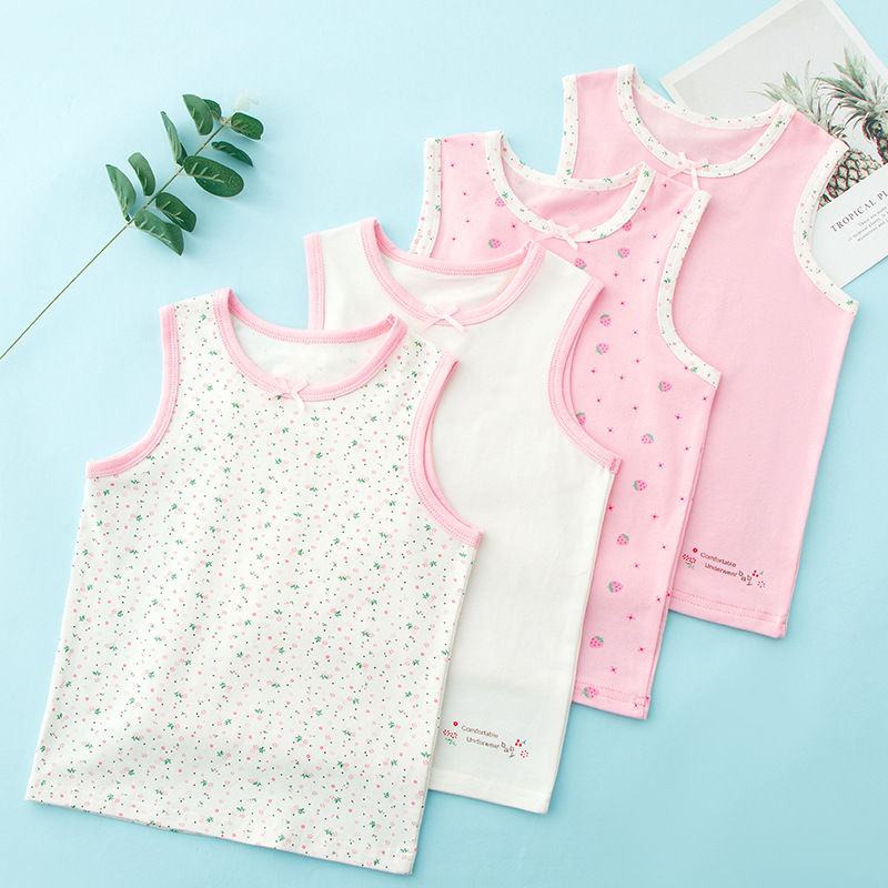 Spring and summer new children's vest girls' bottoming wear thin vest pure cotton Class a Girls' vest can be worn in four seasons