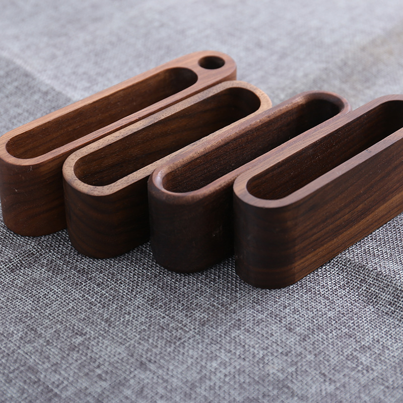 Picture of Creative Wooden Business Card Box Office Business Storage Box Solid Wood Note Box Business Card Base Front Desk Engraved Logo