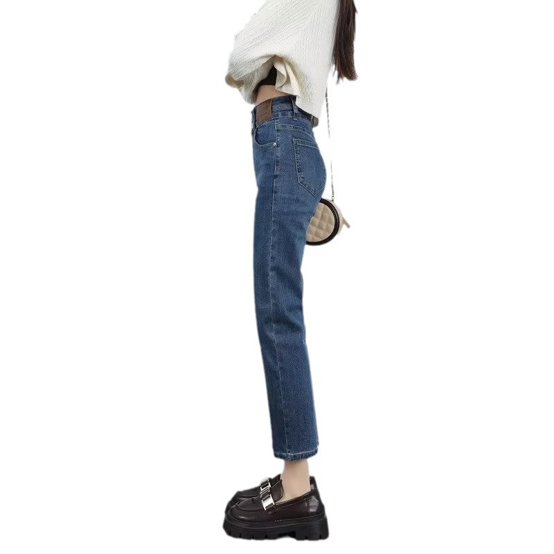 Picture of Black Straight-Leg Jeans Women's Autumn and Winter Slimming High Waist Dummy Cropped Pants American Vintage Smoke Tube Pants