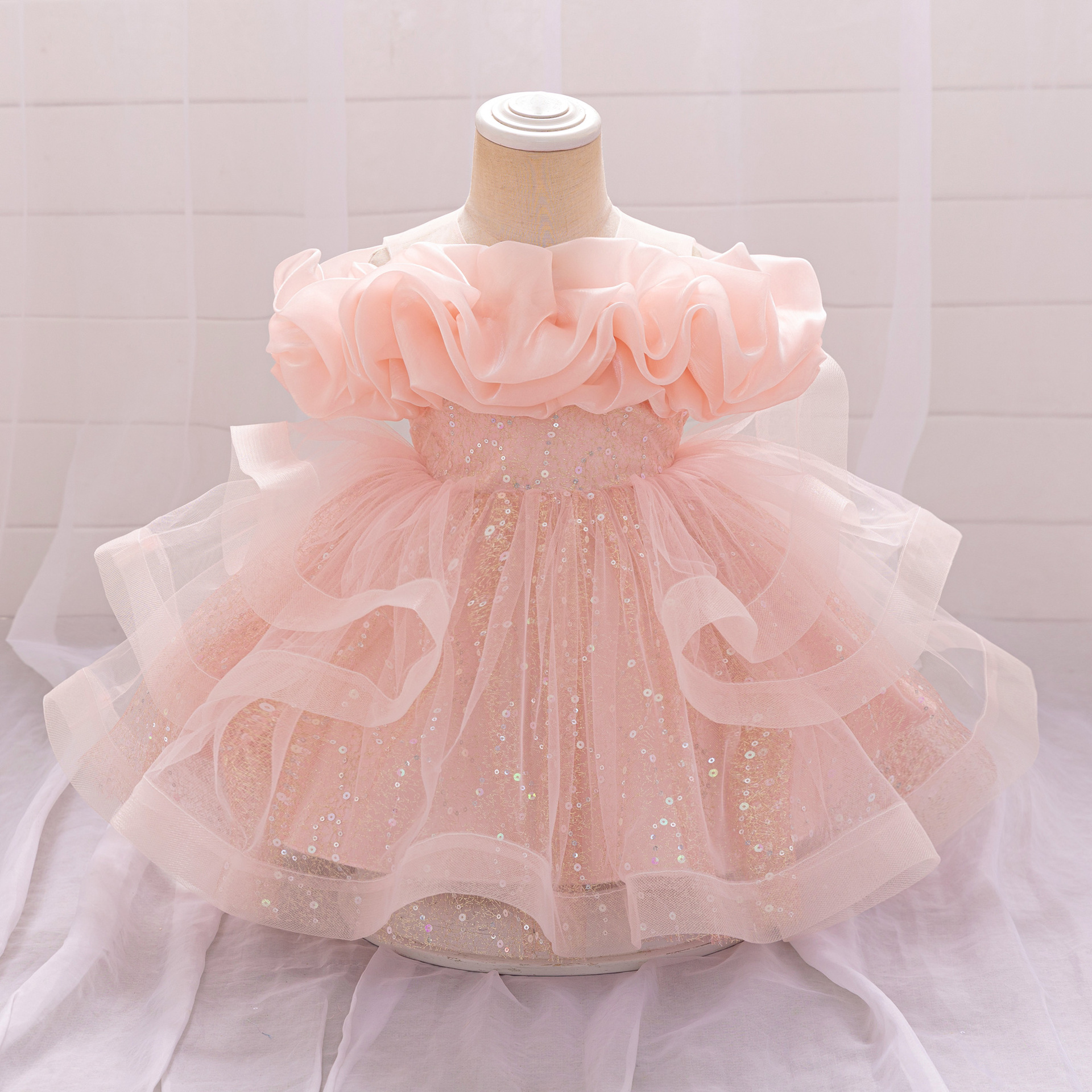 Picture of Princess Dress Girl Fluffy Gauze Flower Girl Wedding Dress Little Girl Catwalk Kidsren's Evening Dress Host Piano Performance Suit