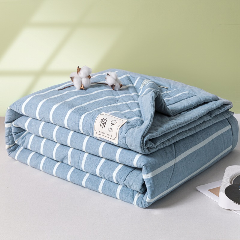 Picture of Class A Maternal and Infant Grade Xinjiang Cotton Summer Quilt Non-printed Wind-washed Cotton Summer Cool Quilt Plaid Air-conditioning Quilt Summer Thin Quilt