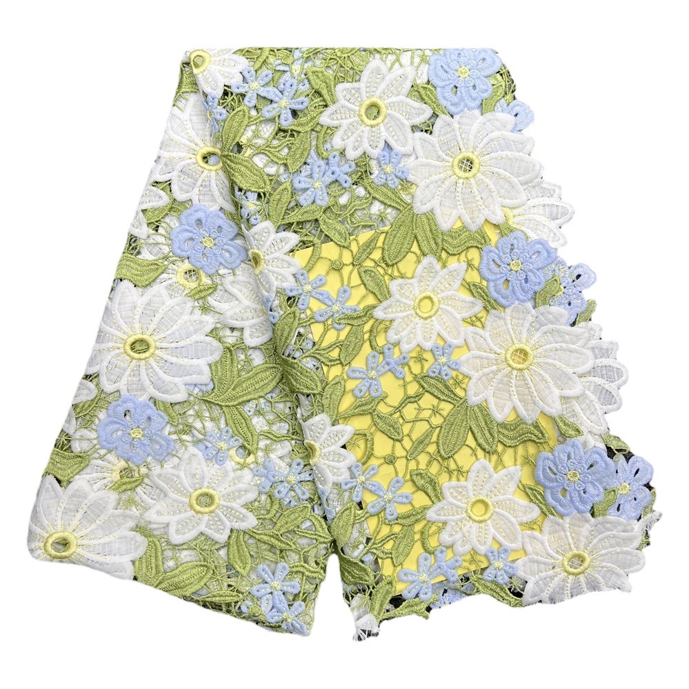 Lace hot-selling hollow multi-color pp thread embroidered water soluble fabric cross-border heavy industry wholesale women's dress fabric