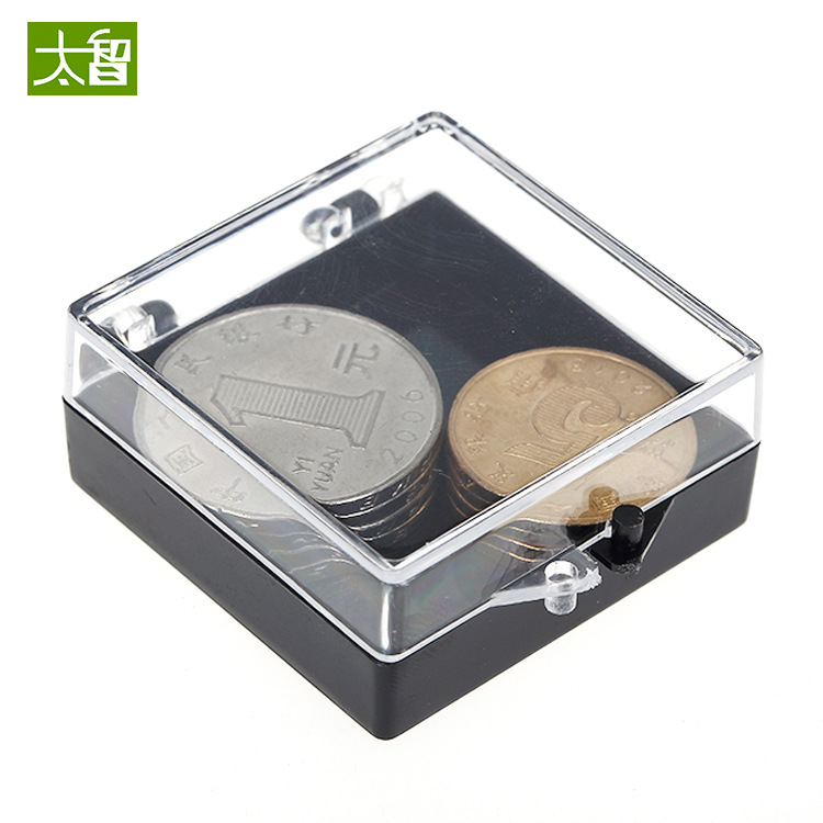 J003 wholesale square transparent plastic box PS badge box mini storage box with lid small size plastic box