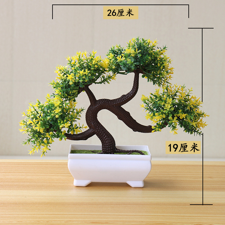 Picture of Sakura Snowball Simulated Plant Potted Grass Ball Bonsai Small Tree Home Decoration Flower Ornament Creative Mini Small Round Ball