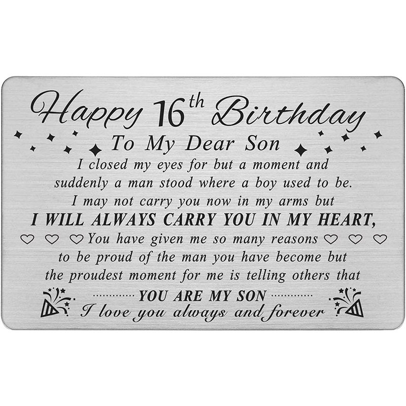 Picture of Cross Border Hot Selling Birthday Cards Gift for Son Personalized Creative Inspirational Stainless Steel Carved Wallet Card