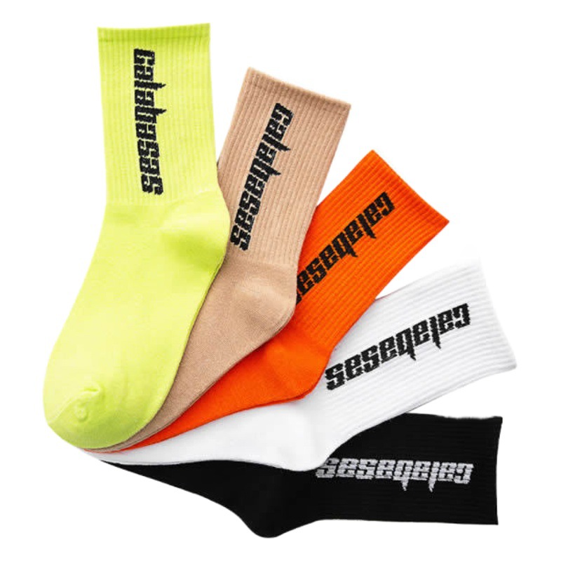 Sports Socks Men's Basketball Trendy Socks Men's Trendy Brand European and American Street Stocking Spring and Summer Cotton Letter Cotton Socks