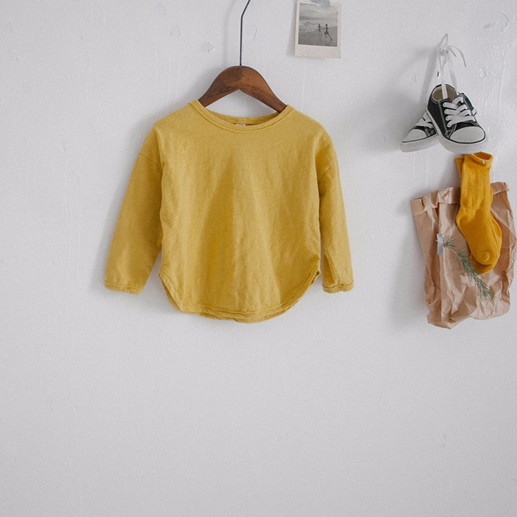Autumn Boys' Long-Sleeve T-Shirt Bamboo Cotton Children's Top A-Class Solid Color Round Neck Girls' Base Shirt Baby Toddler