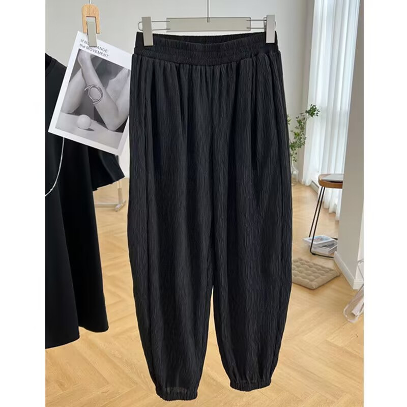 Picture of Design sense niche pleated high-grade elastic waist harem pants women's spring and autumn thin casual pants loose cropped pants fashion