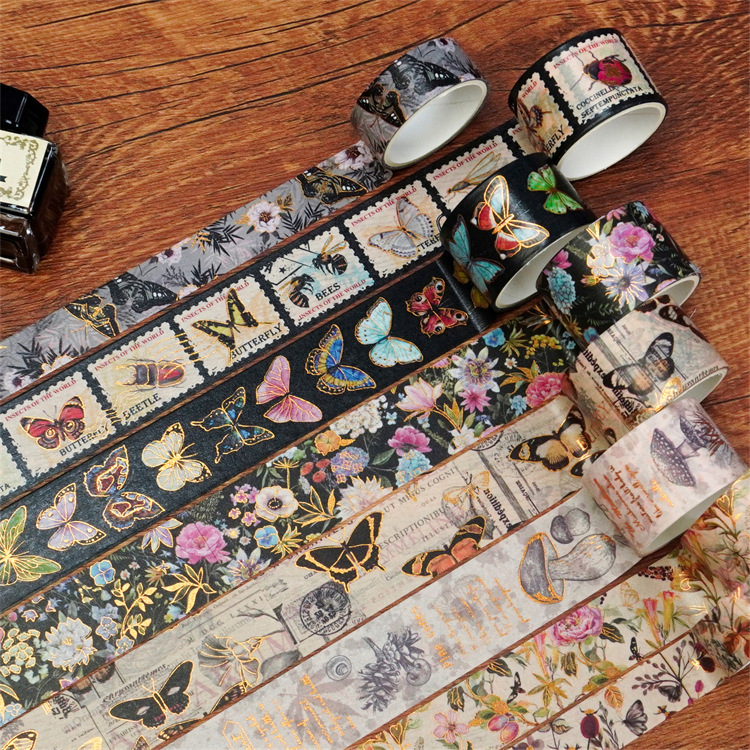 Mountain forest butterfly European and American retro imprint landscape and paper tape series set hand account decoration sticker