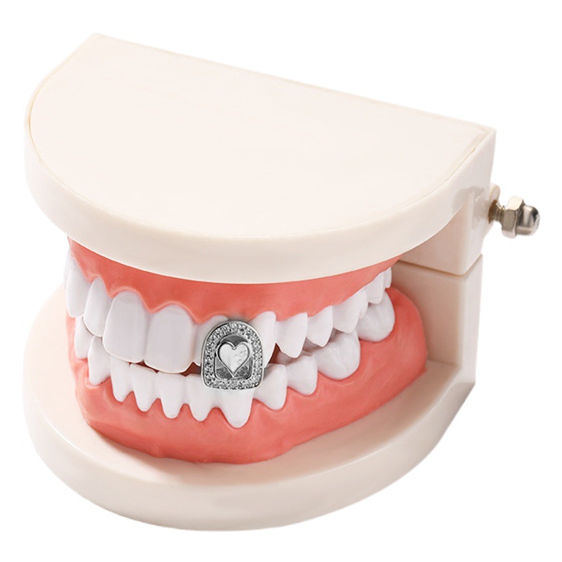 European and American fashion Shell love single tooth braces real gold plating niche HIPHOP trend jewelry wholesale