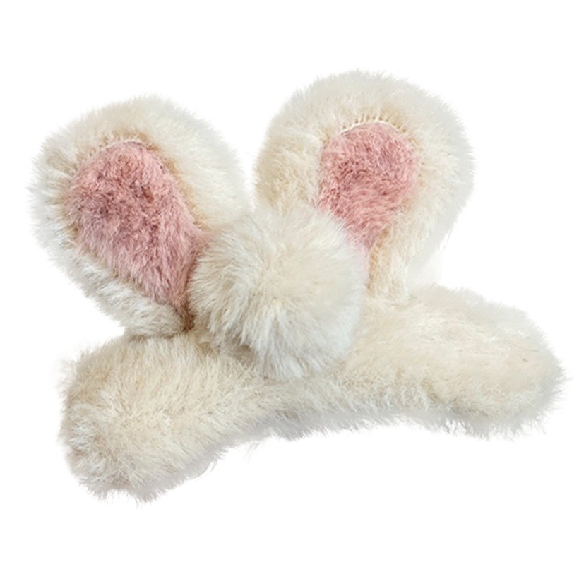 Cute plush rabbit ears broken hairpin women 2022 new cute side clip bangs bb clip headdress hairpin