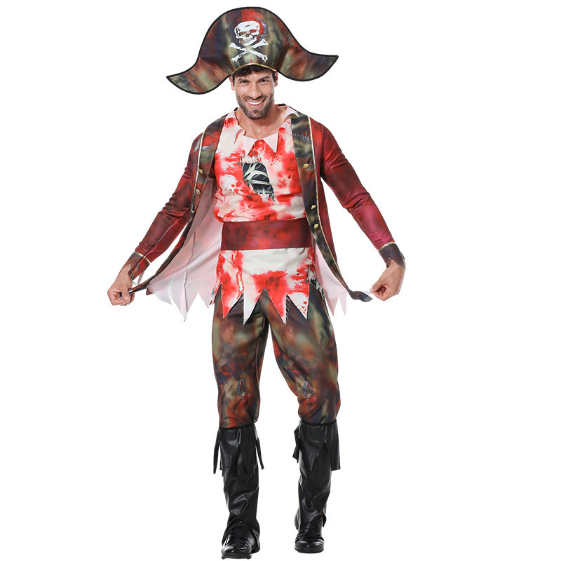 Foreign trade new male pirates of the Caribbean cos clothes halloween role playing captain zombie costume suit