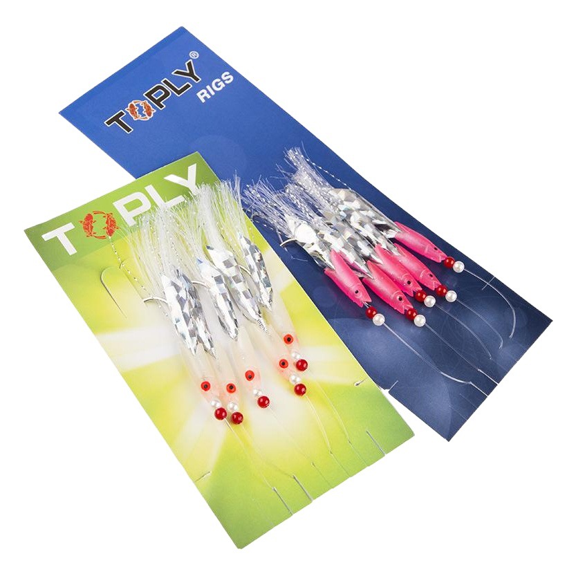 Cross-Border Fish Skin String Hooks, Anti-Winding Fish Head Hooks, Luminous Fishing Gear, 5 Pieces/Card Bionic Fishing Supplies Wholesale