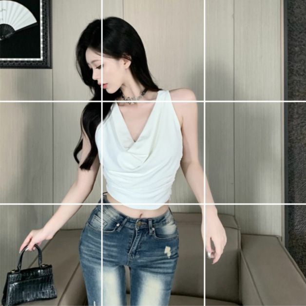 Picture of Vest Women's French Style Elegant Sexy Swing Collar Summer New Slim-fit Short Top 5173 I-shaped Swing Collar Vest