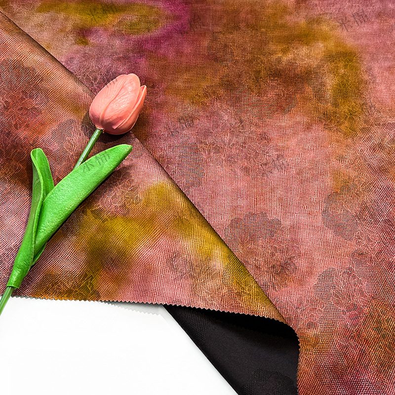 Picture of Streamer pink silk jacquard fragrant cloud gauze fabric new Chinese style shirt vest cheongsam handmade fabric