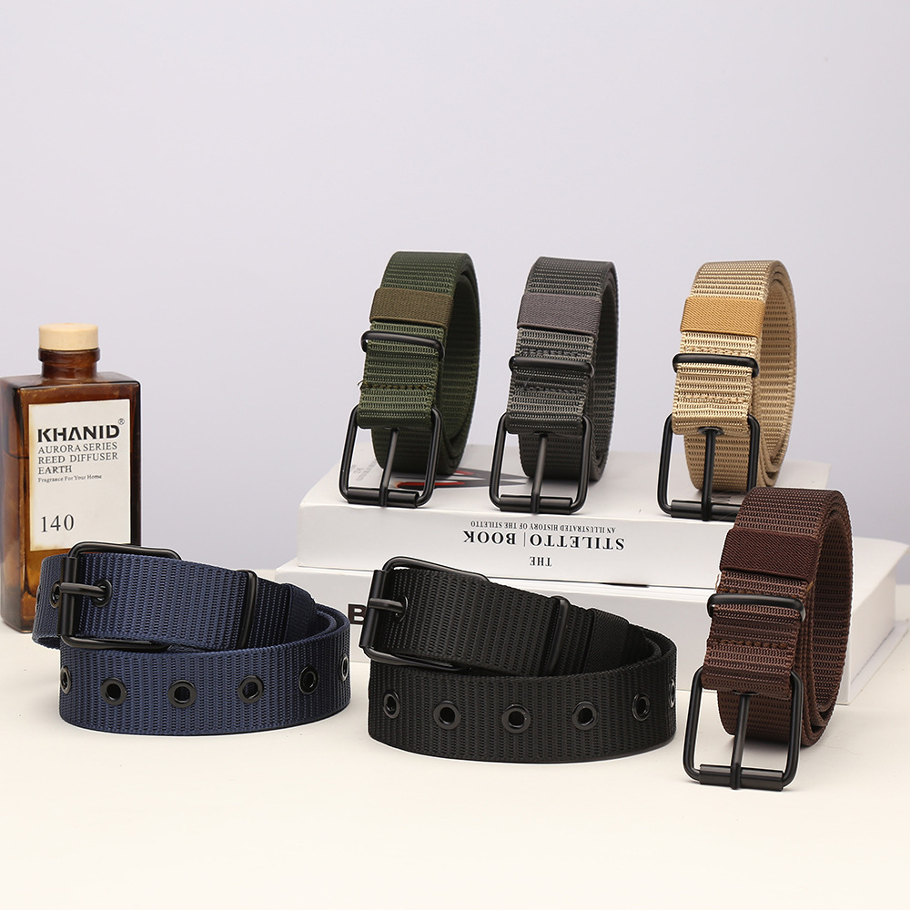 Online store supply men's nylon pin buckle belt fashion Outdoor Tactical Sports canvas belt simple student pants belt
