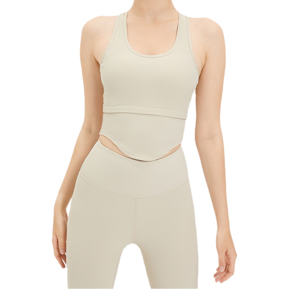 U-Shaped Breathable Sports Vest Threaded Fitness Top Outer Wear Bodybuilding Yoga Beautiful Back Sleeveless Running Underwear for Women