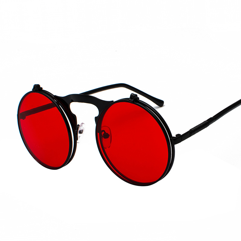 Picture of Jet 3057 Retro Metal Steampunk Flip Sunglasses Flip Sunglasses for Men and Women Trendy Round Frame Prince Mirror