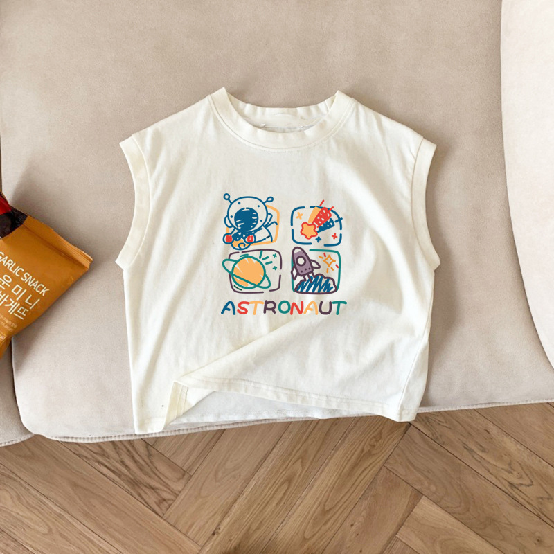 Picture of Pure Cotton Baby Kidsren's Sleeveless T-Shirt 2025 New Cartoon Pattern Versatile Vest Sweatshirt Top for Boys and Girls Summer
