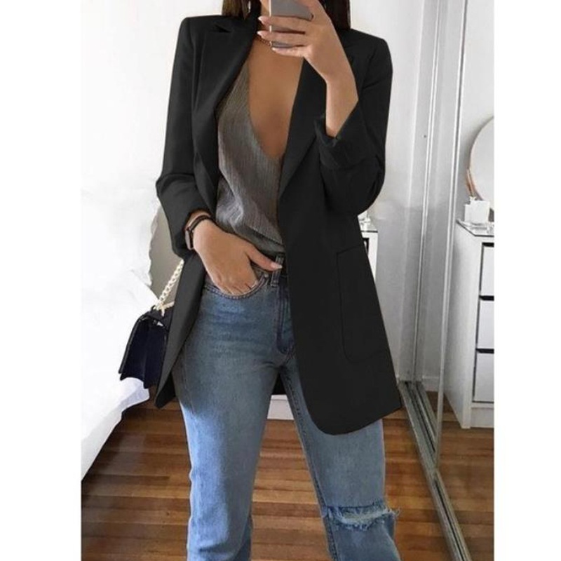 Picture of AliExpress WISH2024 New Spring and Autumn Explosions Women's Long Sleeve Solid Color Pocket Cardigan Small Suit Jacket