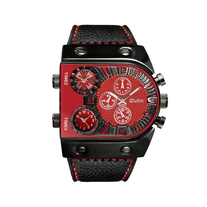 Picture of oulm large dial leather 9315 quartz watch three movement foreign trade hot luminous quartz watch factory wholesale