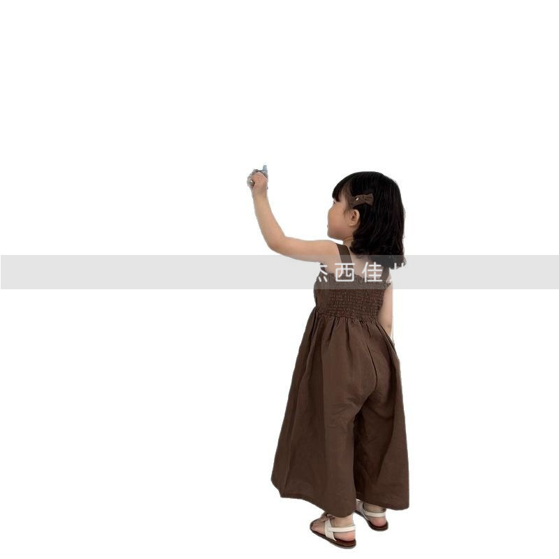 Picture of 2025 New Korean Style Ins Girls' Summer Trousers Fashionable Stylish Cute Baby Girl Strap Wide Leg Jumpsuit