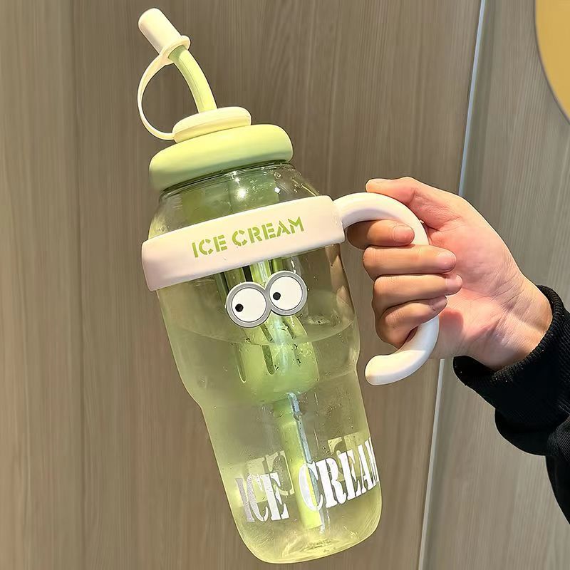 Picture of Lucky Belly Cup Large Capacity Big Mac Water Cup Tea Leakage Scented Tea Suction Tube Cup High Color Value Handle Convenient Ice Cup