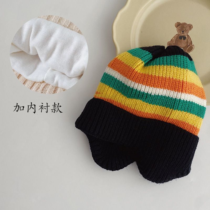 Picture of Children's hat autumn and winter girls' pullover hat Korean-style knitted hat colorful wool hat baby boys' warm earmuffs hat tide