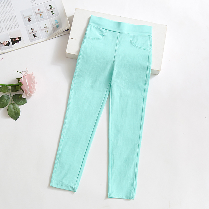Picture of Girls' Pencil Pants Spring and Summer Thin Candy Color Children's Outer Wear Leggings Big Children's Tight Black Leggings