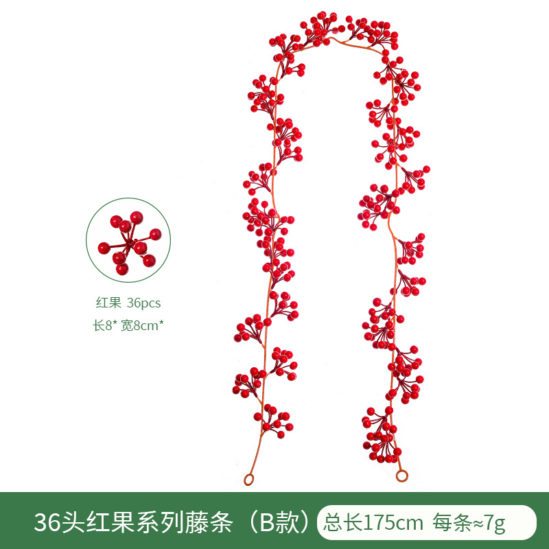 Picture of Artificial Christmas Red Fruit Berry Rattan Cross-border Christmas Atmosphere Decoration Home Decoration Christmas Red Fruit Rattan