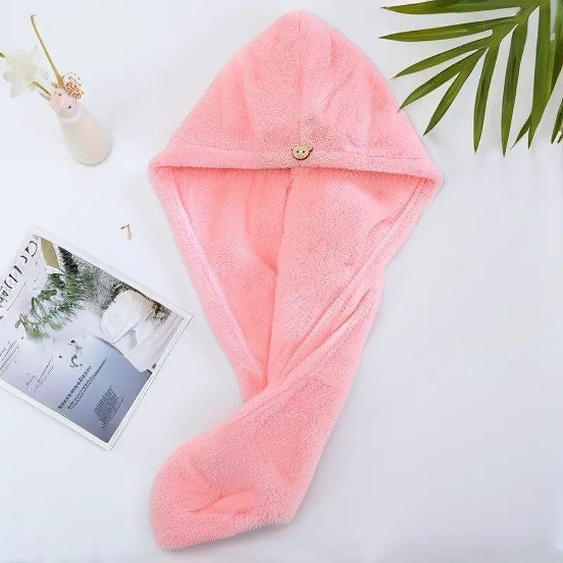 Picture of Cross-border Double-layer Thickened Shower Cap Women's Water Absorbent Quick-drying Cap Coral Fleece Hair Dried Towel Towel Wash Headband Hair Dried Cap