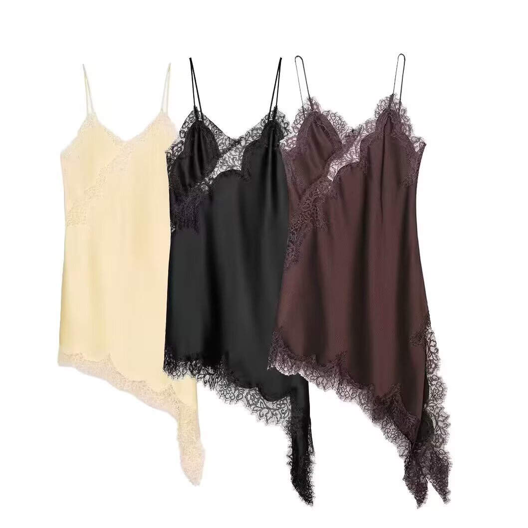 ZA cross-border women's clothing wholesale European and American style new lace splicing sexy asymmetrical suspender dress 5919200