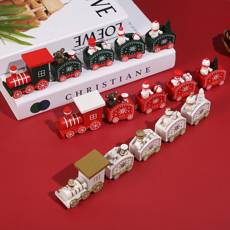 Christmas small train gifts wooden ornaments children's toys small train Christmas decorations manufacturers wholesale spot