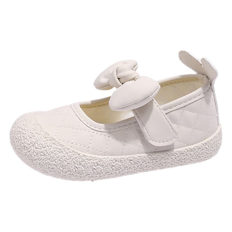 2025 New Autumn Girls Princess Shoes Velcro Baby Girl Bow Dress Shoes Little Girl Leather Shoes Square Mouth Shoes