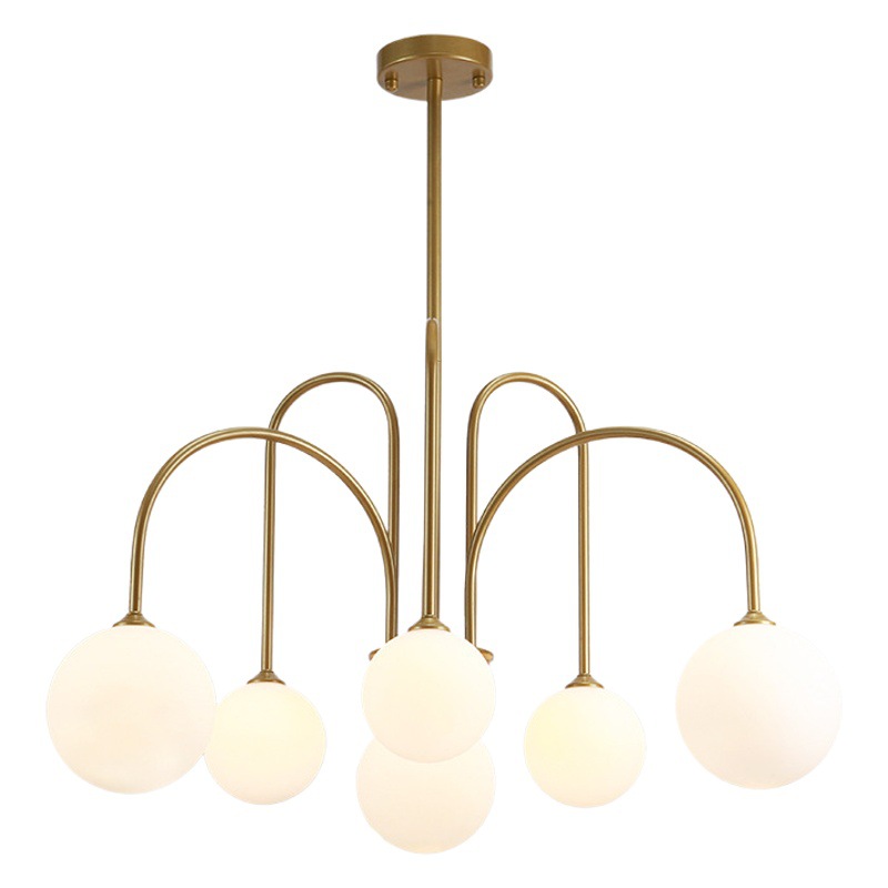 Nordic modern home decoration living room chandelier wrought iron paint milk white glass magic bean molecular lamp ancient town lighting manufacturers