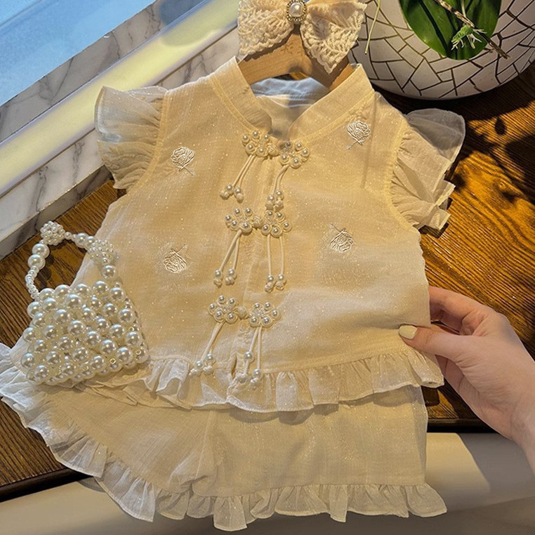 New Style Children's Shorts Two-Piece Set for Baby Girls, Trendy Camisole Set, Internet Celebrity Girls' Outfit, Summer 2025