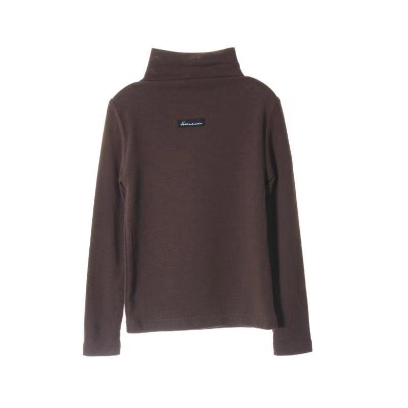 Picture of Girls' Bottoming Shirt 2025 Spring & Fall Pure Color Turtleneck T-Shirt Kidsren's Style Thickeneded Brushed Stretch Winter Top
