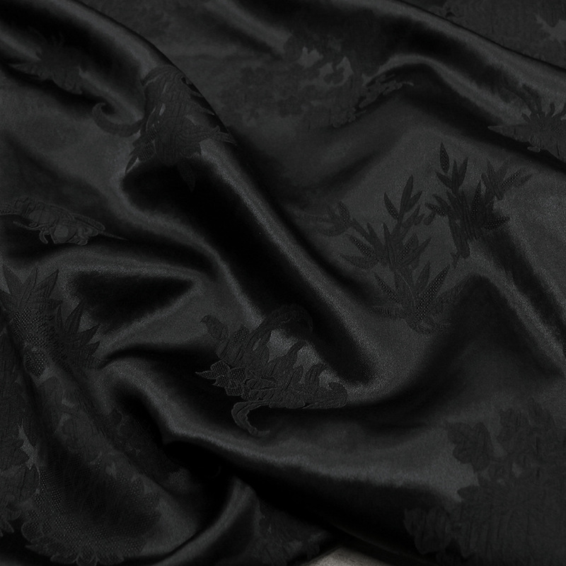 Picture of Four Gentlemen Silk | Plum, Orchid, Bamboo, and Chrysanthemum Crown Pleated Jacquard Silk Fabric with Embossed Pleats New Chinese Style National Fabric