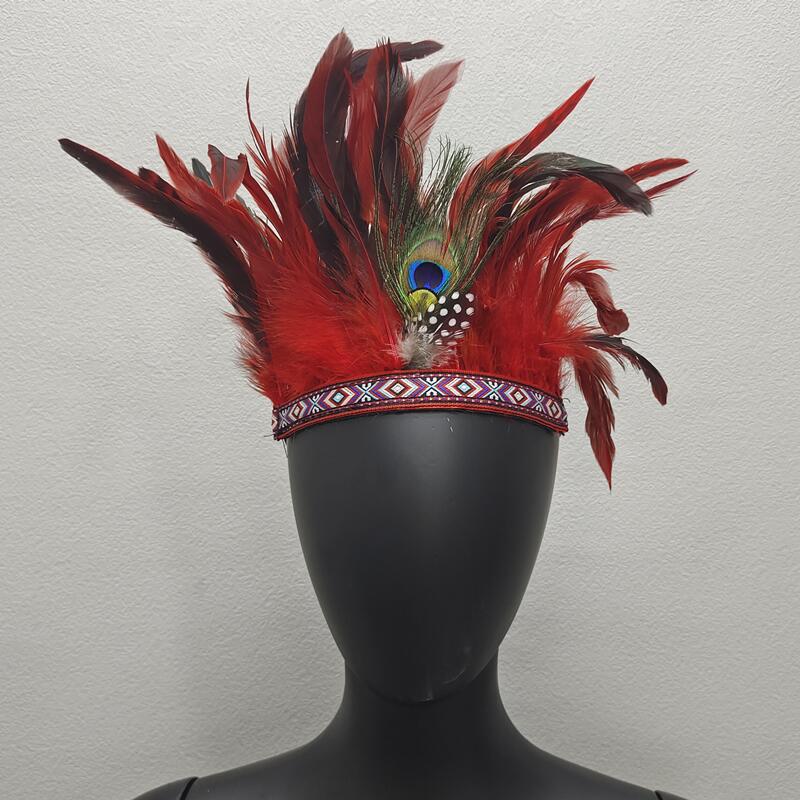 Picture of Indian Feather Headwear Chief Hair Accessories Carnival Stage Show Props Headwear Accessories Cross Border