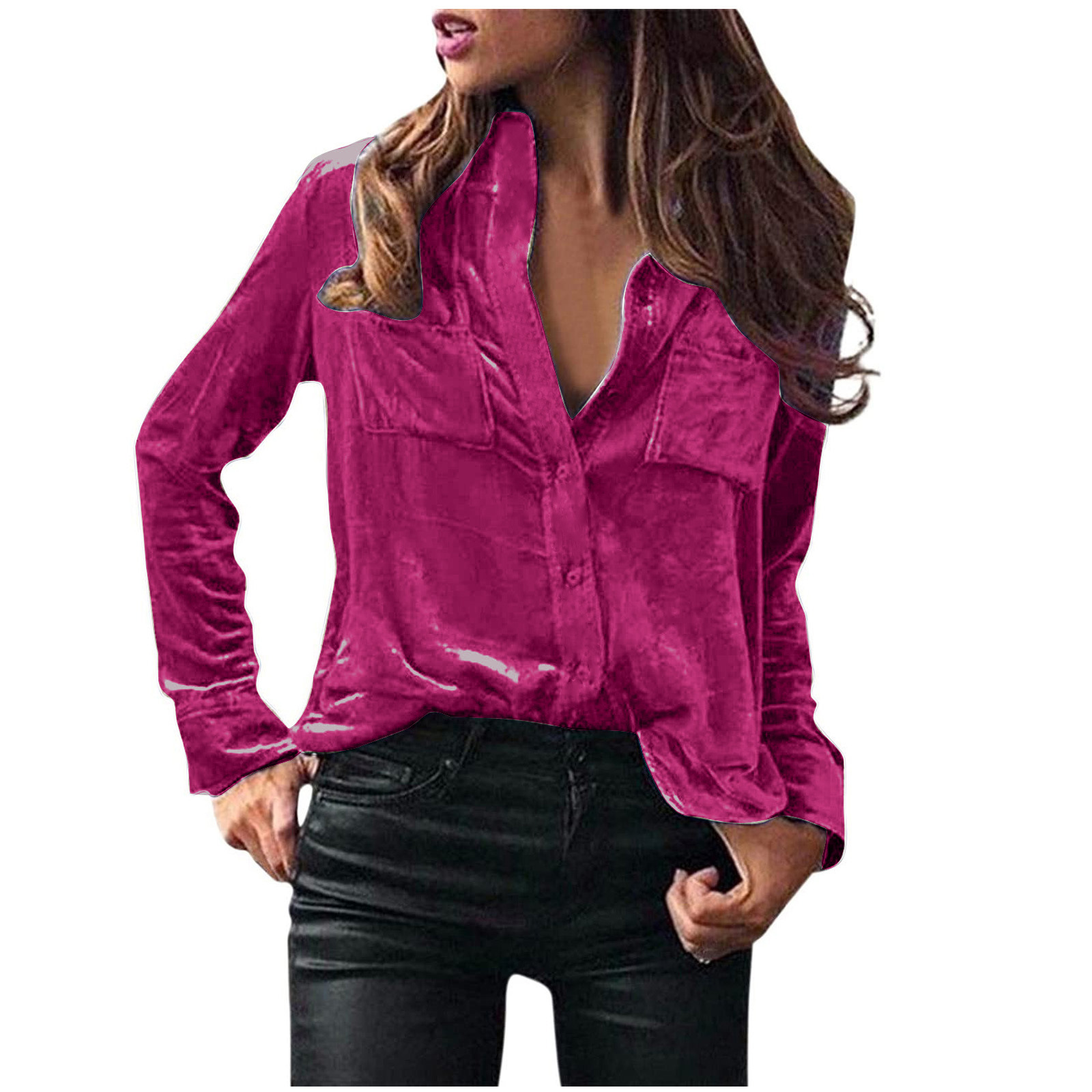 Picture of Spot Foreign Trade European and American Clothing Amazon Cross-Border Fashion Shirts Tops Spring and Autumn Temperament Long-Sleeved Shirts for Women Autumn